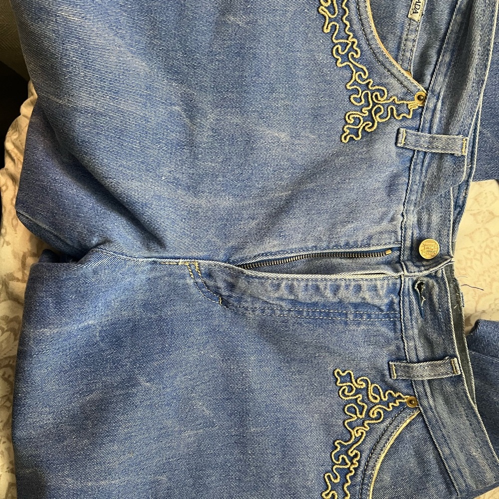 Escada Blue and Gold High Rise Jeans